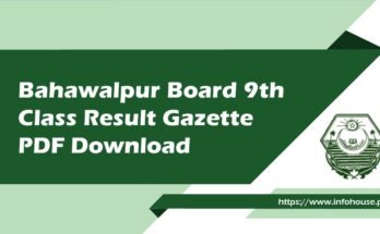 Bahawalpur Board 9th Class Result Gazette 2023 PDF Download