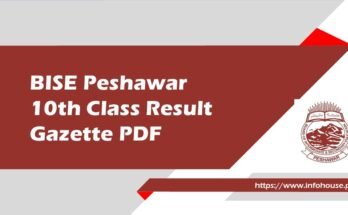 BISE Peshawar 10th Class Result Gazette 2023 PDF