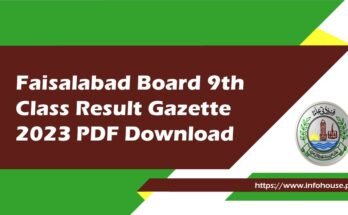 Faisalabad Board 9th Class Result Gazette 2023 PDF Download