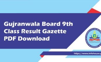 Gujranwala Board 9th Class Result Gazette 2023 PDF Download