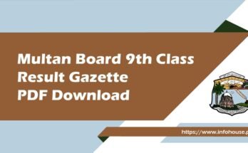 Multan Board 9th Class Result Gazette 2023 PDF Download