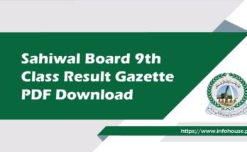 Sahiwal Board 9th Class Result Gazette 2023 PDF Download