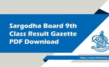 Sargodha Board 9th Class Result Gazette 2023 PDF Download